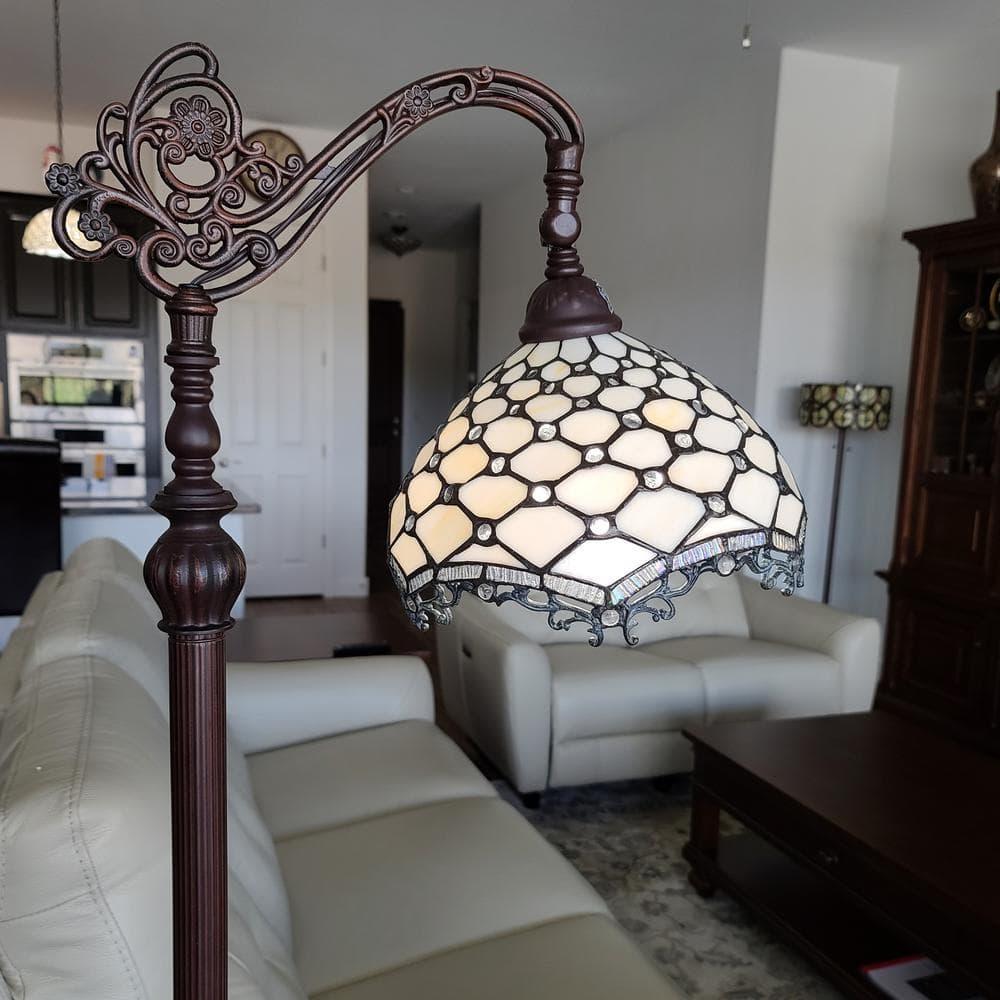 Amora Lighting Tiffany Style Jeweled Reading Floor Lamp 62" High