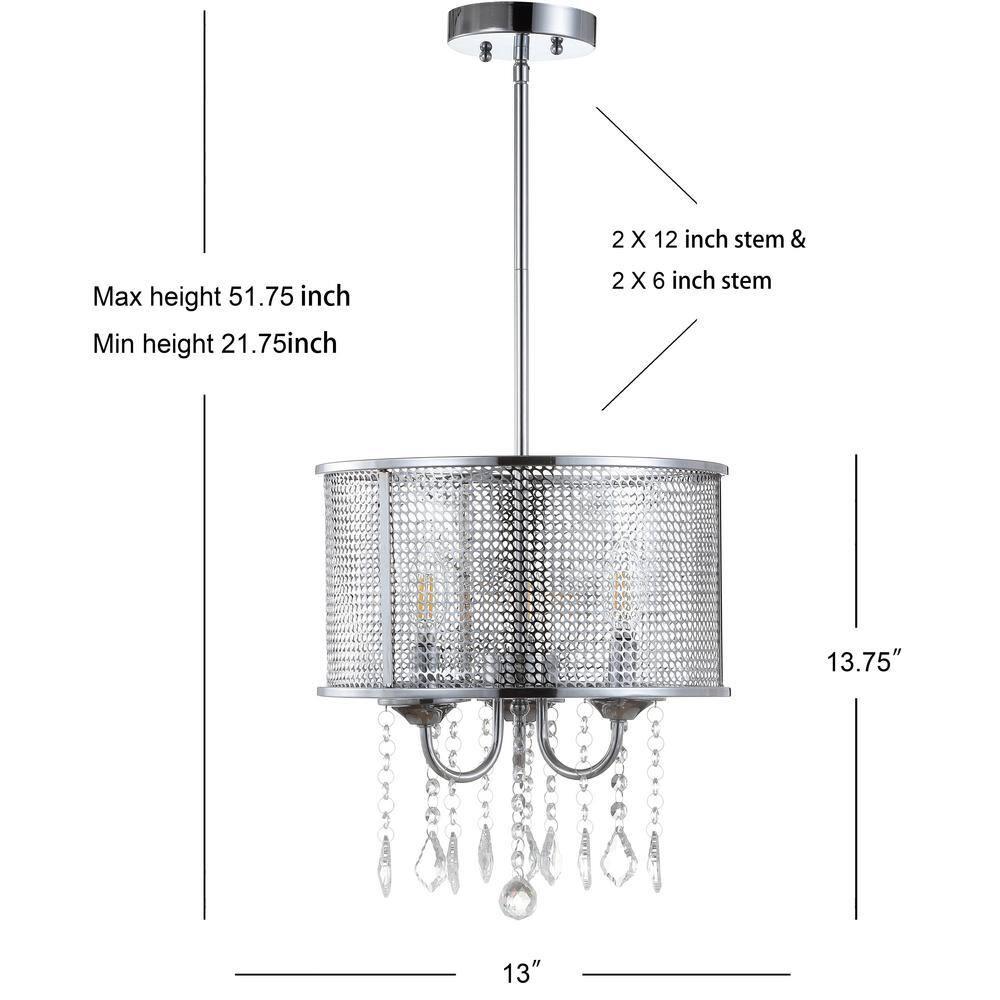 Avah 13" Chrome Polished Crystal Globe LED Pendant