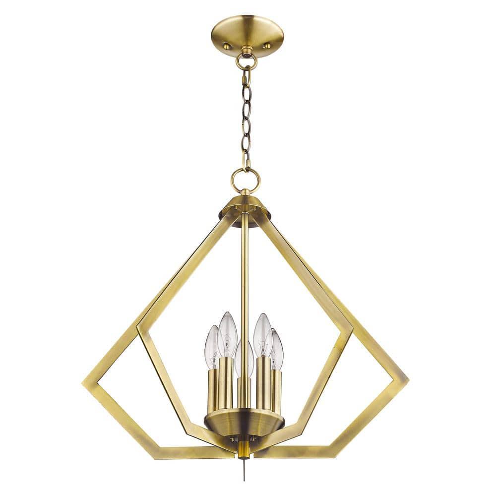 Livex Lighting Prism 5 - Light Chandelier in  Antique Brass