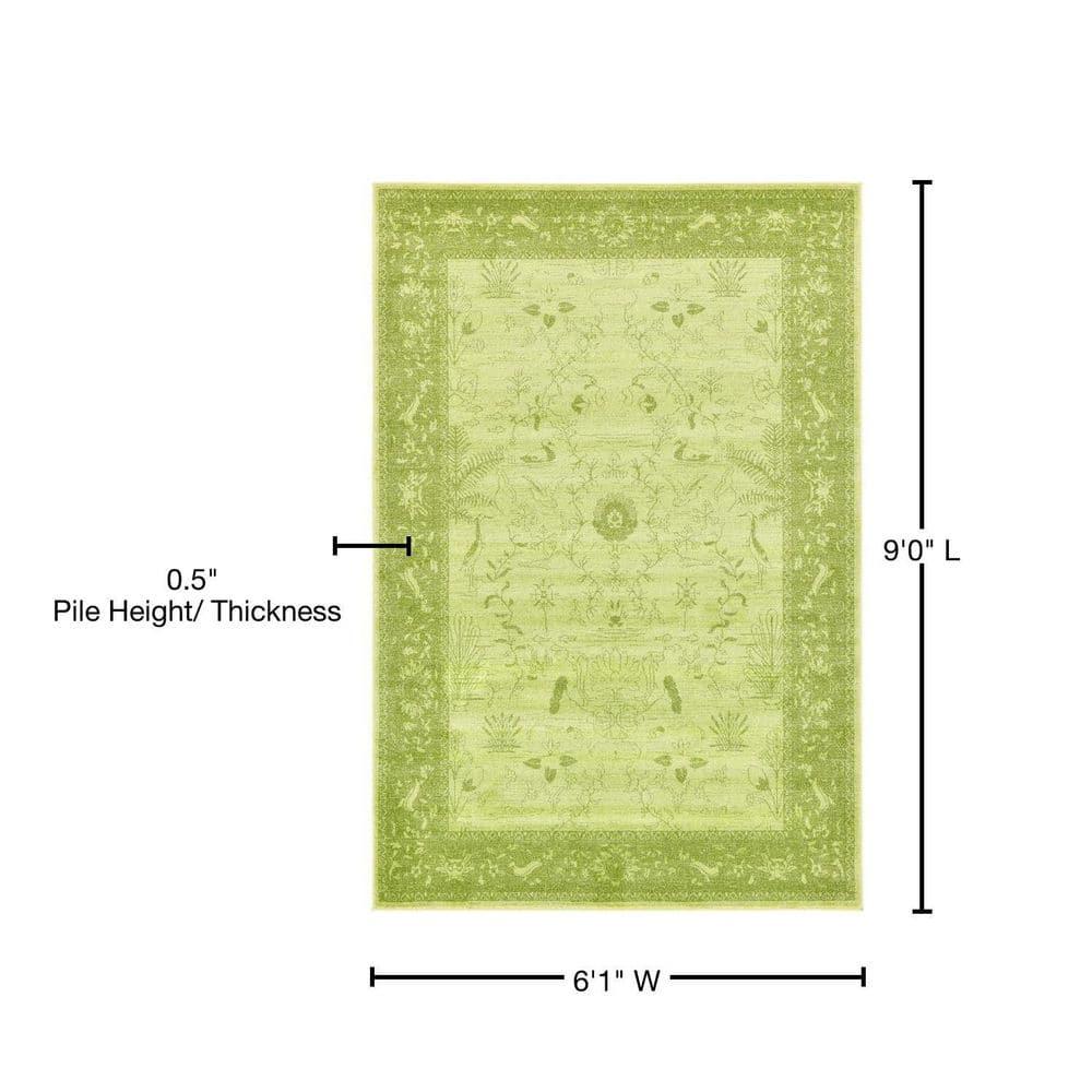 Unique Loom 6' 1 x 9' 0 Light Green La Jolla Floral Area Rug