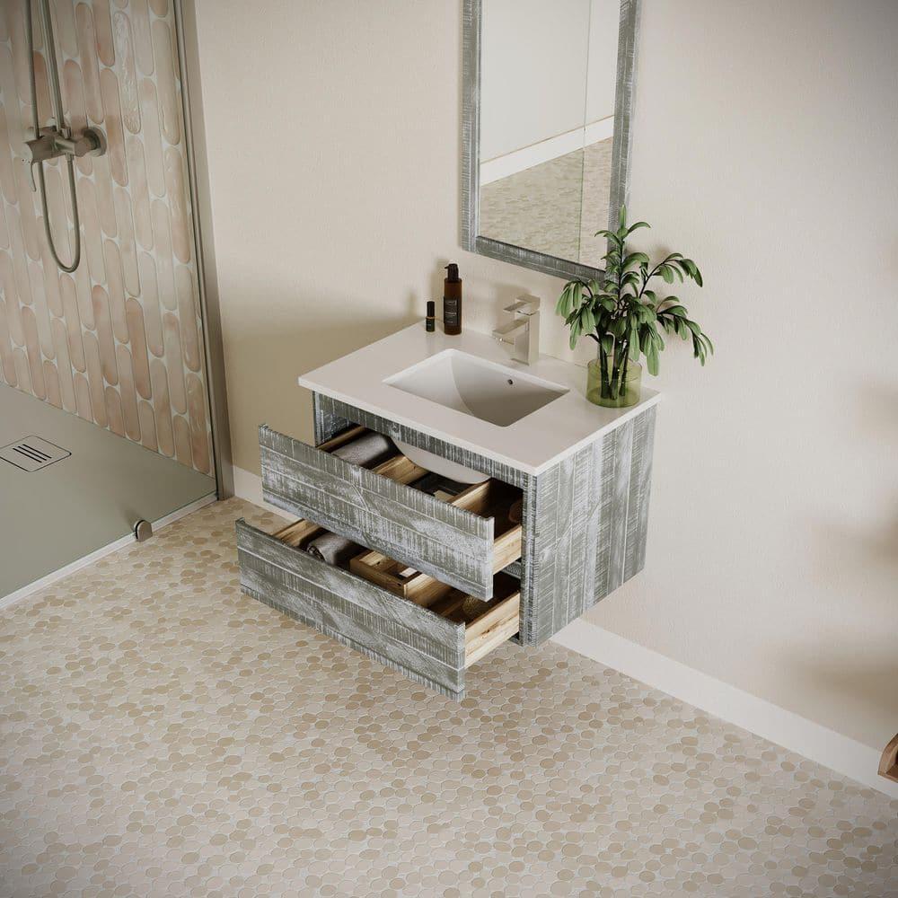 Fresca Formosa 30" Wall Mount Floating Single Sink Bathroom Vanity Set with Top and Sink - Faucet Not Included