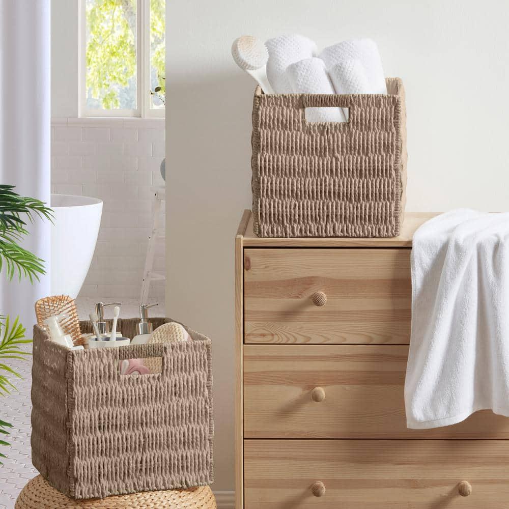 Latitude Run® 2 Pack Wicker Paper Storage Basket Cube Bin (Set of 2)