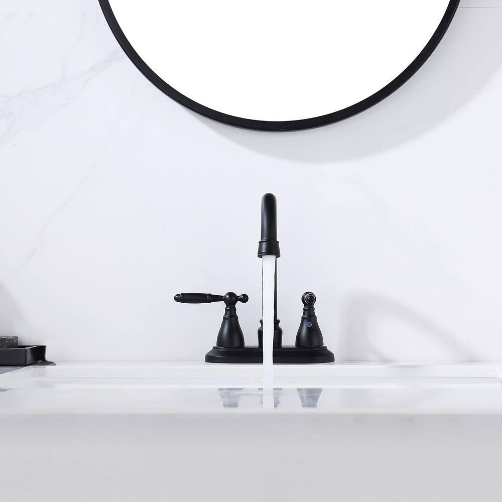 Oil Rubbed Bronze Bathroom Faucet - 360 Degree Swivel Spout, 4 Inch Centerset, Modern Design, 3 Hole Lavatory Faucet