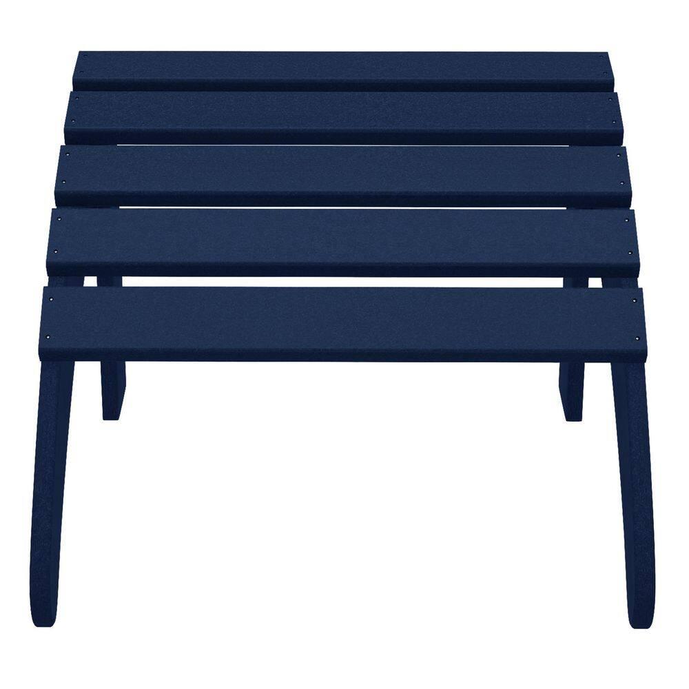 Polytrends  Laguna Hdpe All Weather Outdoor Patio Foldable Ottoman Navy Blue