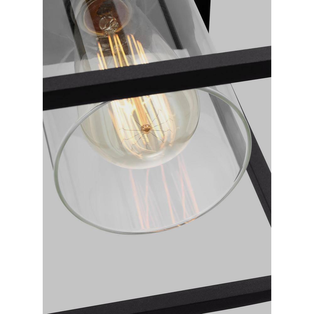 Vado Transitional Black Aluminum Outdoor Ceiling Flush Mount with Clear Glass