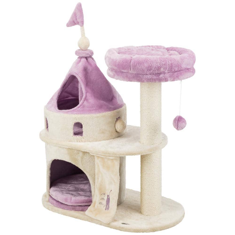 TRIXIE My Kitty Darling Castle Condo, Plush Cat Tree, Sisal Scratching Post, Removable Bed, Crinkling Blanket, Cat Toy