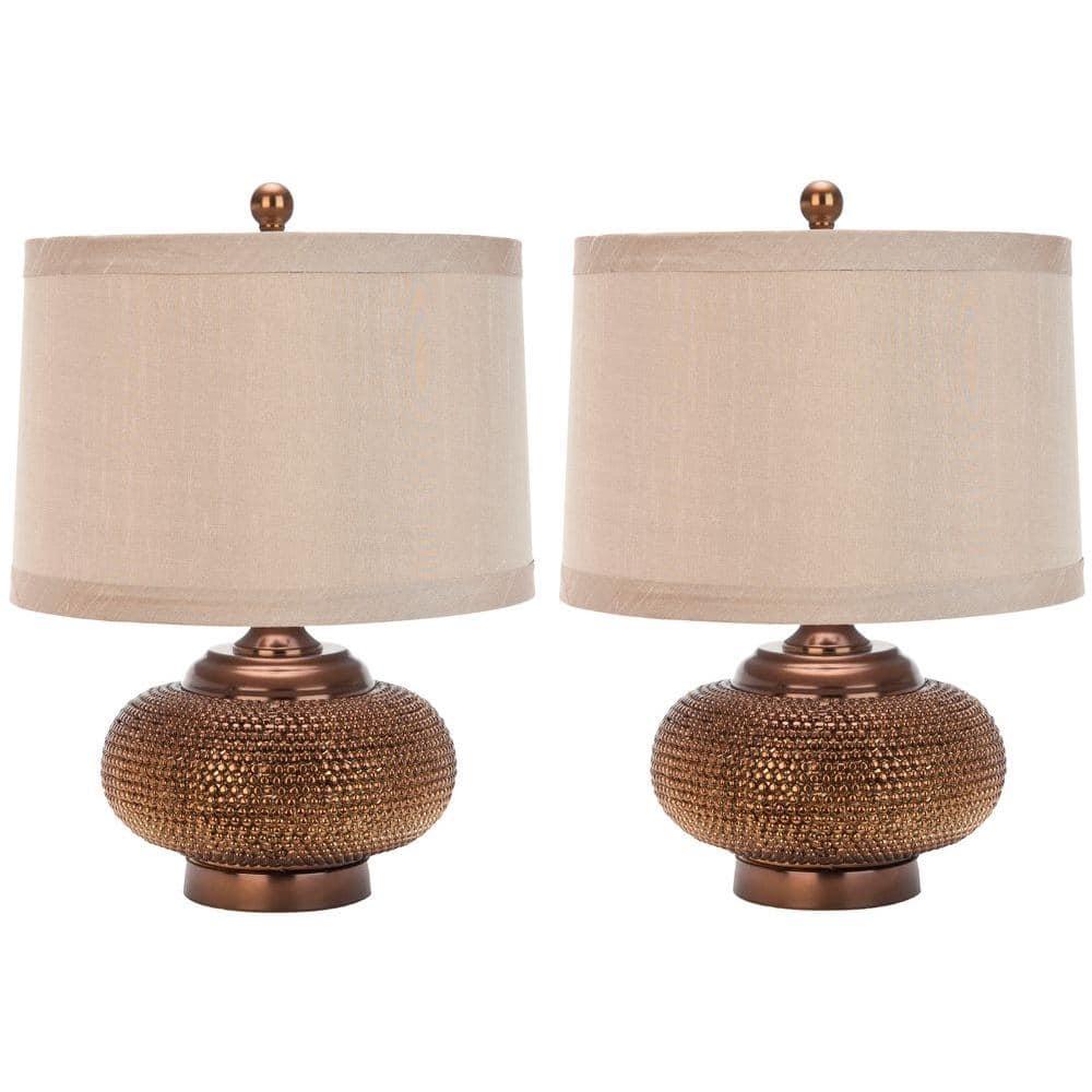 Alexis Beaded Table Lamp (Set of 2) - 19 Inch Height - LIT4016 - Copper/Taupe - Safavieh