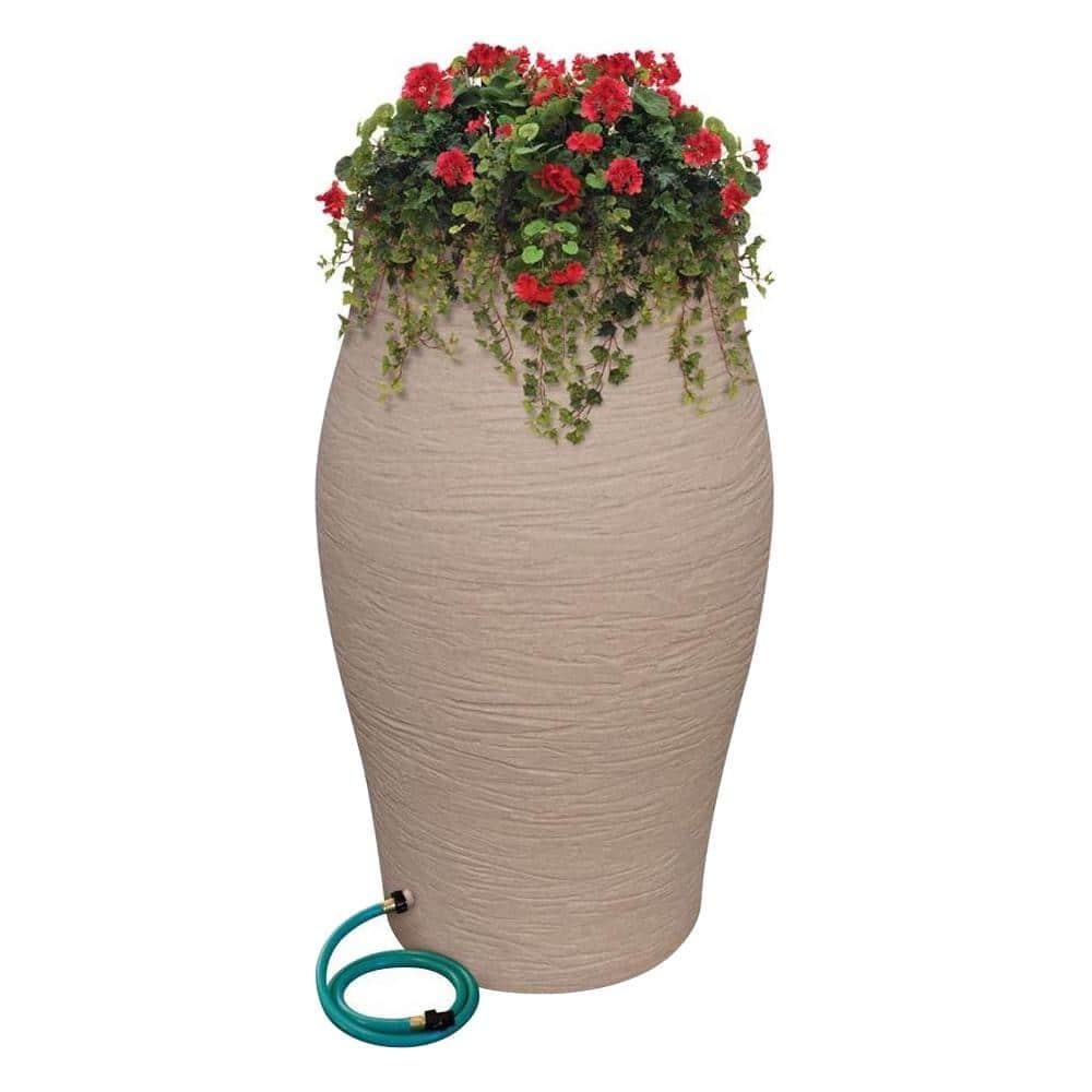 EMSCO Group Weather Resistant Plastic Rain Barrel and Hose with Diverter Kit