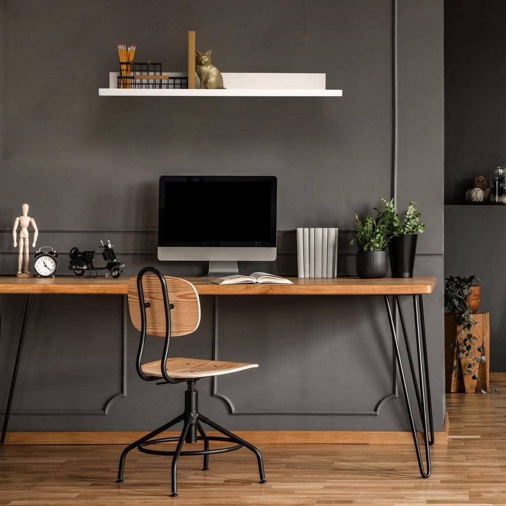 InPlace Shelving Kitchen 36W"x9D" Wood Deep Picture Ledge Floating Wall-Mounted Shelf, White