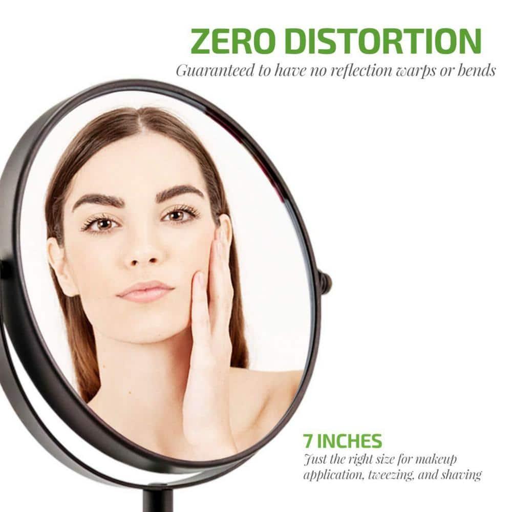 OVENTE 7'' Tabletop Makeup Mirror with 1X/7X Magnification, 360° Swivel Design and Double-Sided Free-Standing Vanity Mirror Perfect for Dresser, Bedroom and Office Desk, Antique Bronze MNLCT70ABZ1X7X