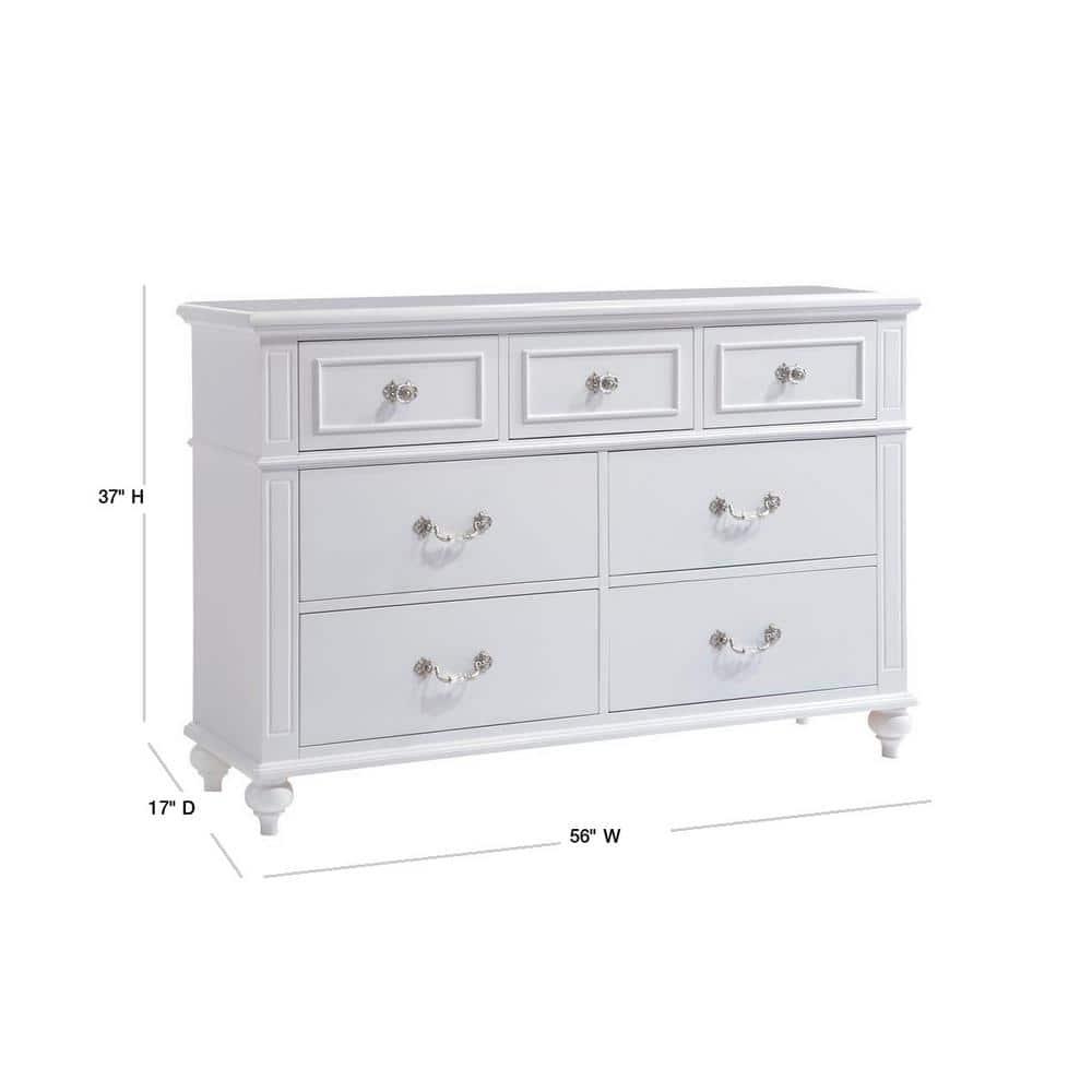 Picket House Furnishings Annie Dresser White: 5-Drawer Horizontal Storage, Wood Frame, Metal Glides