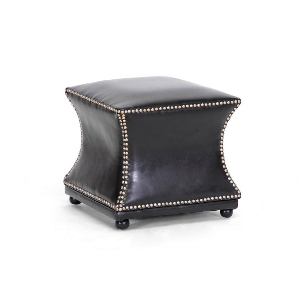 Ellastone Modern Leather Ottoman Dark Brown - Baxton Studio: Square Footstool, Faux Upholstered, No Assembly