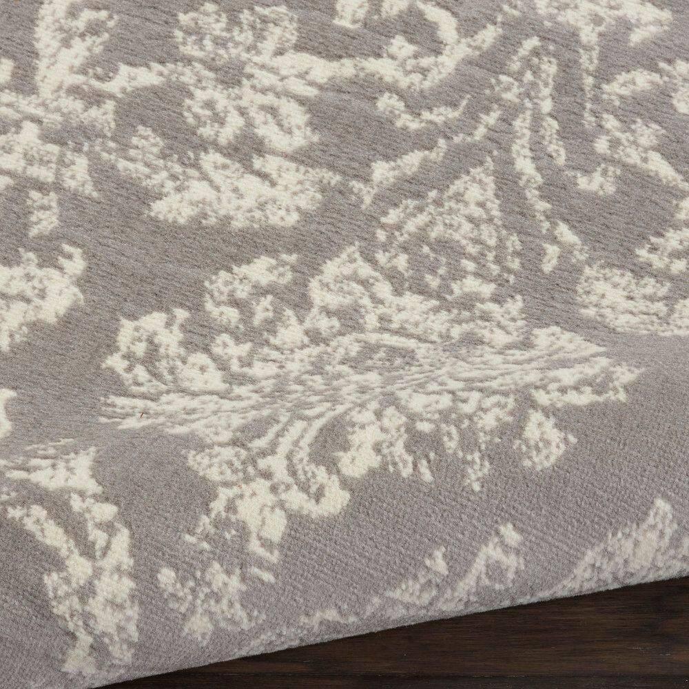 Nourison Jubilant 7'10" x 9'10" (8' x 10') Grey Area Rug Farmhouse Vintage Damask by Nourison