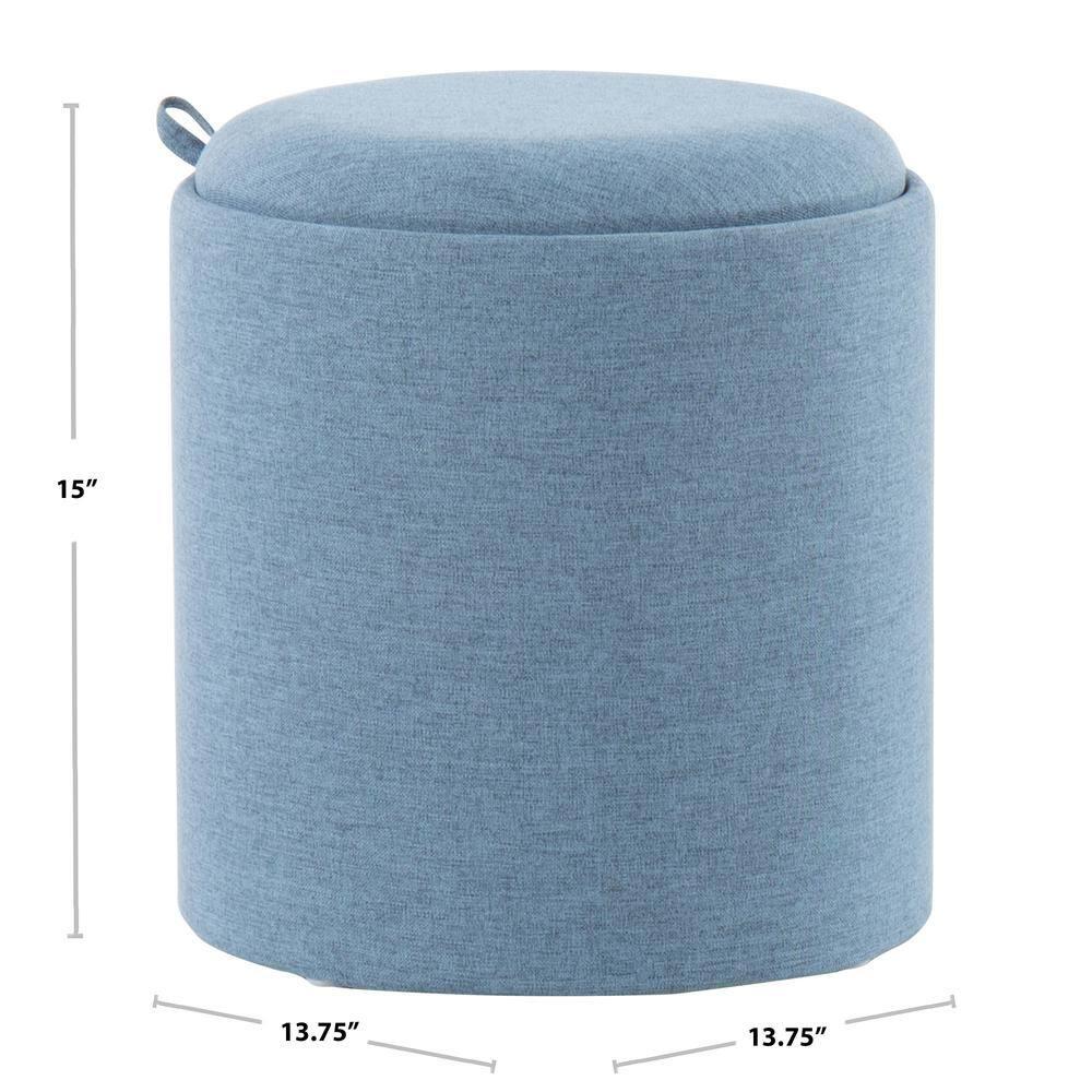Tray Polyester Wood Contemporary Nesting Ottoman Set Blue/Natural - LumiSource: 2-Piece, Storage Compartment, No Assembly Required