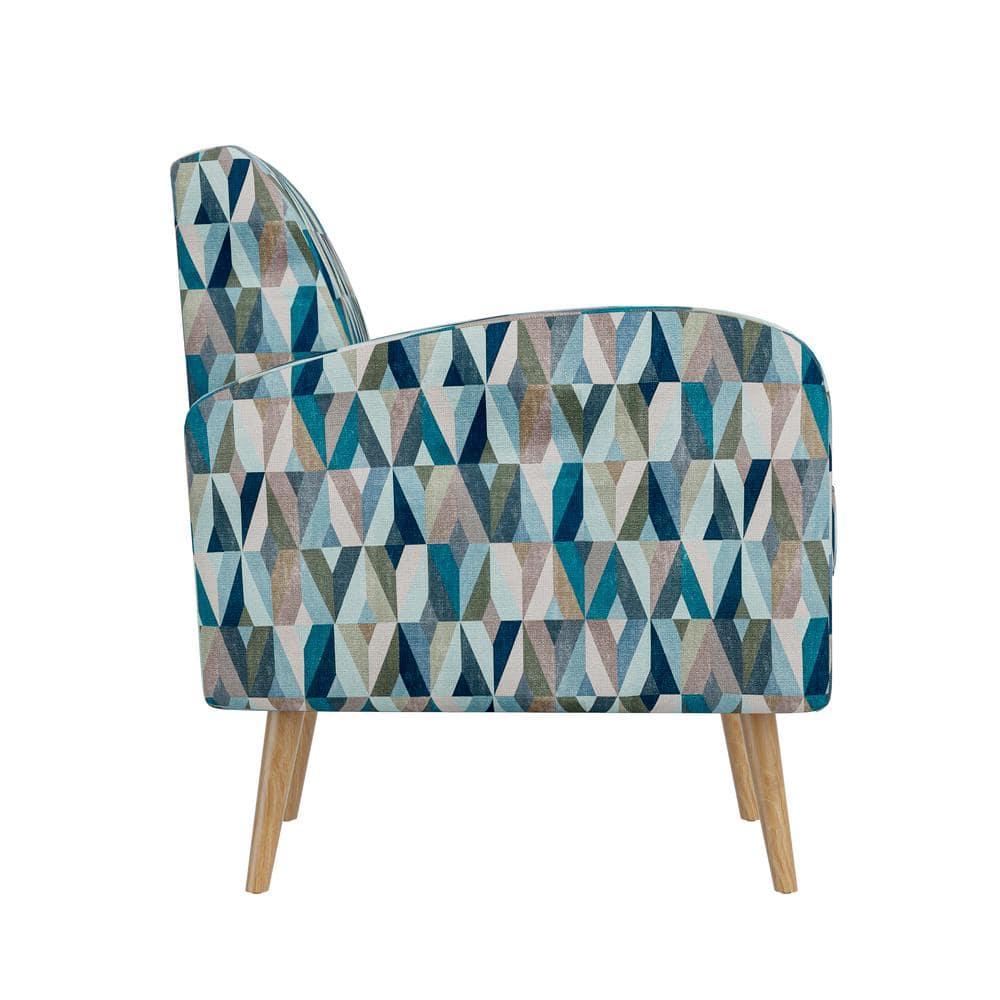 Homesvale Mindy Mid-Century Modern Living Room Armchair, Multi Blue Prism Polyester