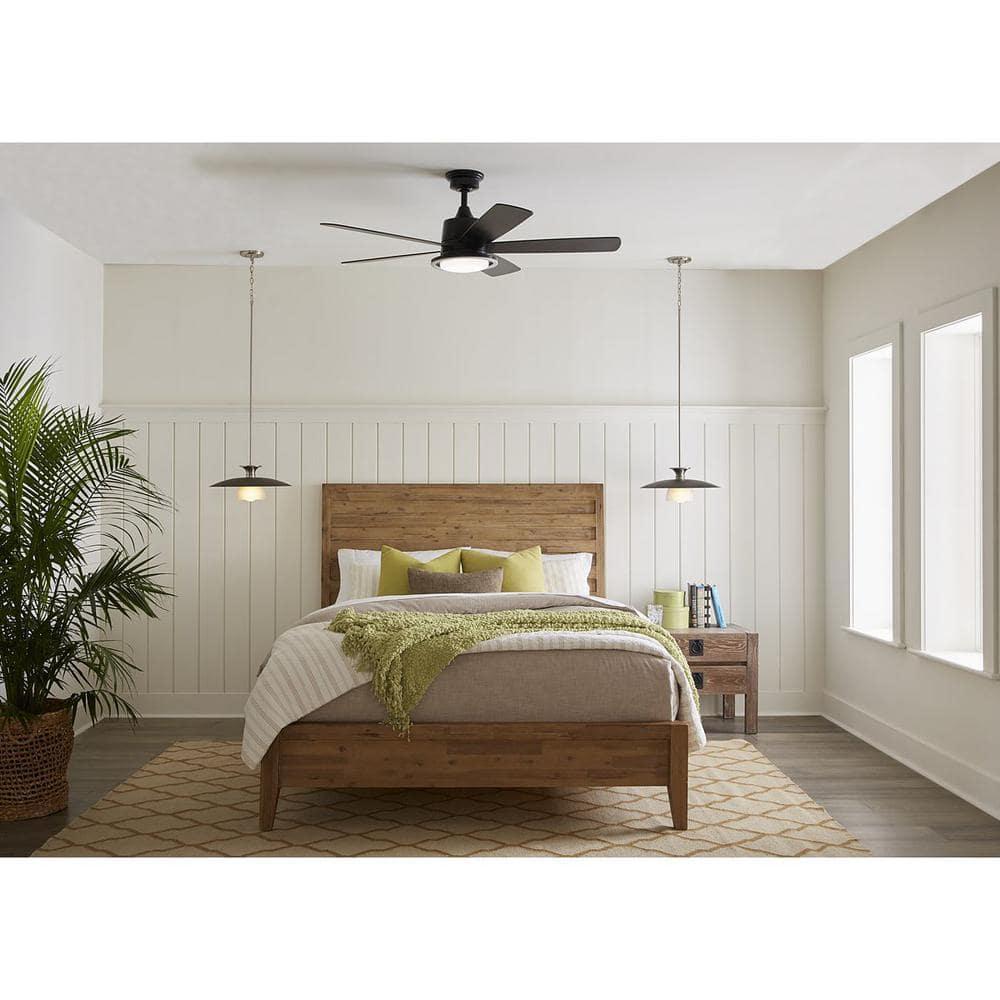 Tarsus Collection Ventilador de Techo Moderno Negro Mate de Cinco Aspas de 52 Pulgadas con Luz LED de CC Integrada