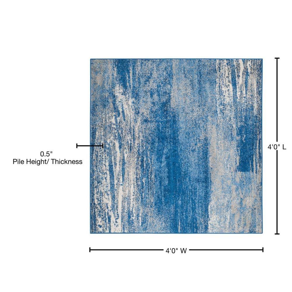 Adirondack ADR112 Machine Made Indoor Area Rug - Silver/Blue - 4'x4' - Safavieh