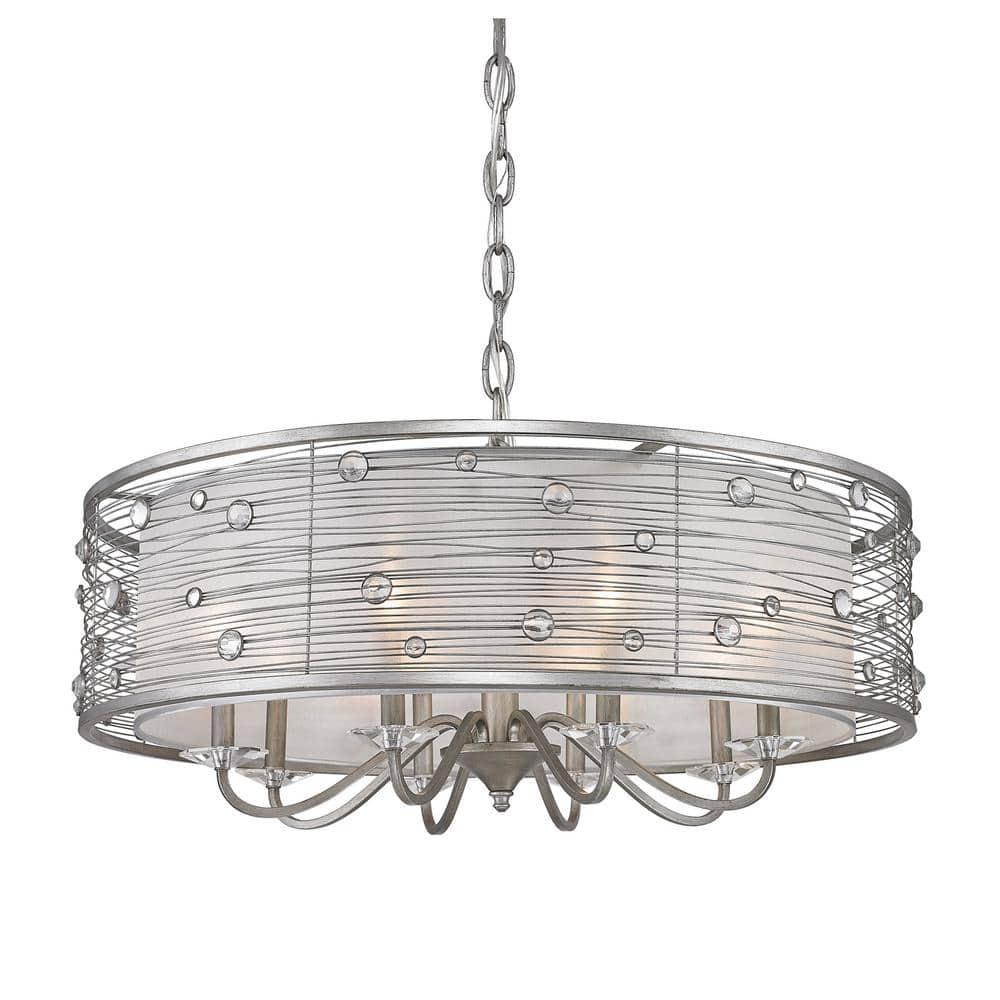 Golden Lighting Joia 8-Light Chandelier in Peruvian Silver with Sterling Mist