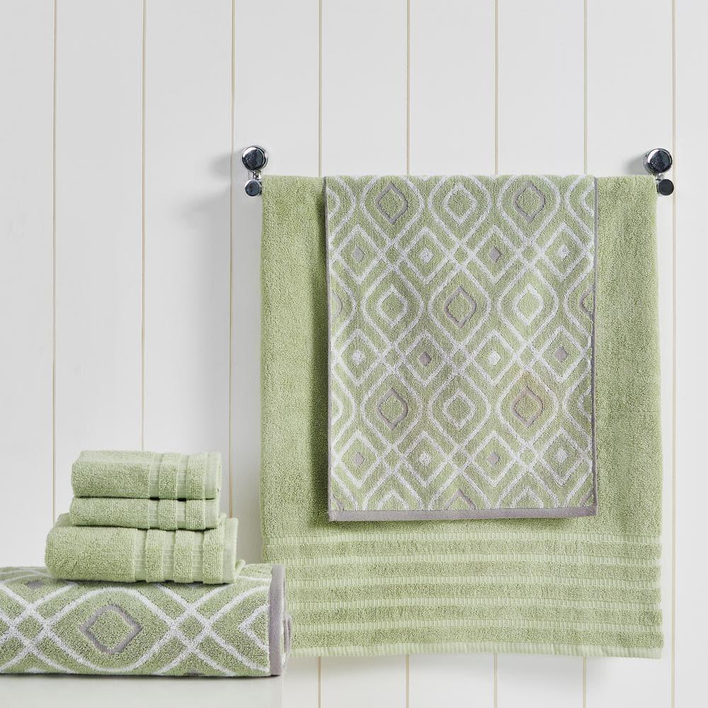 Modern Threads Oxford 6-pc Yarn Dyed Jacquard/Solid Towel Set, Green