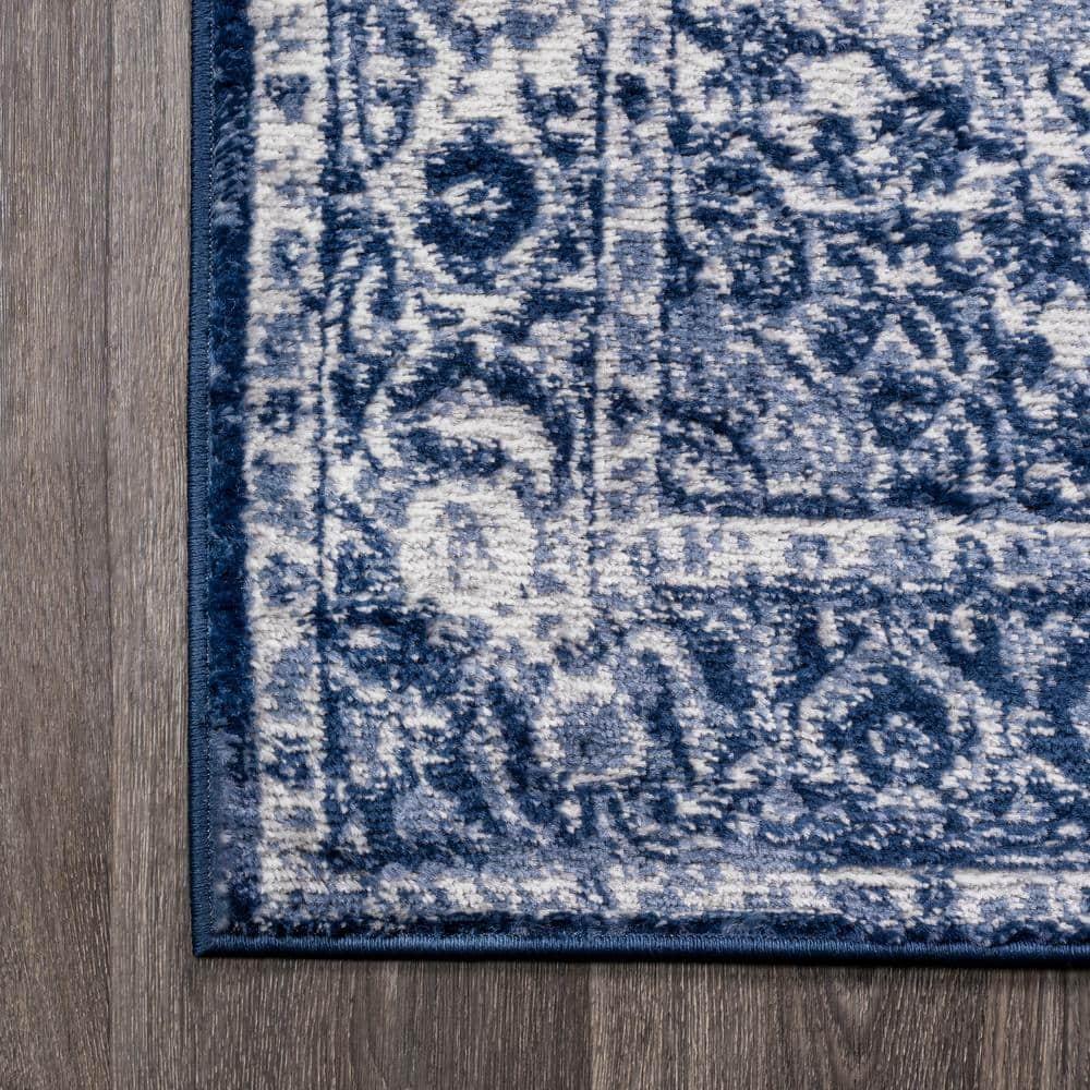 8'x10' Rosalia Cottage Medallion Area Rug, Navy/Ivory - JONATHAN Y