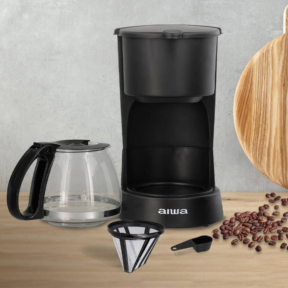 Aiwa 6-Cup Compact Coffee Maker Machine with 22-oz Carafe Coffee Pot and Reusable Filter, Black