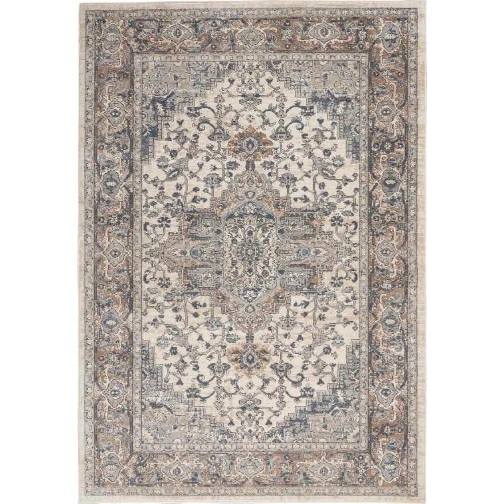 Nourison Concerto Center Medallion Indoor Rug Ivory/Grey 6' x 9'