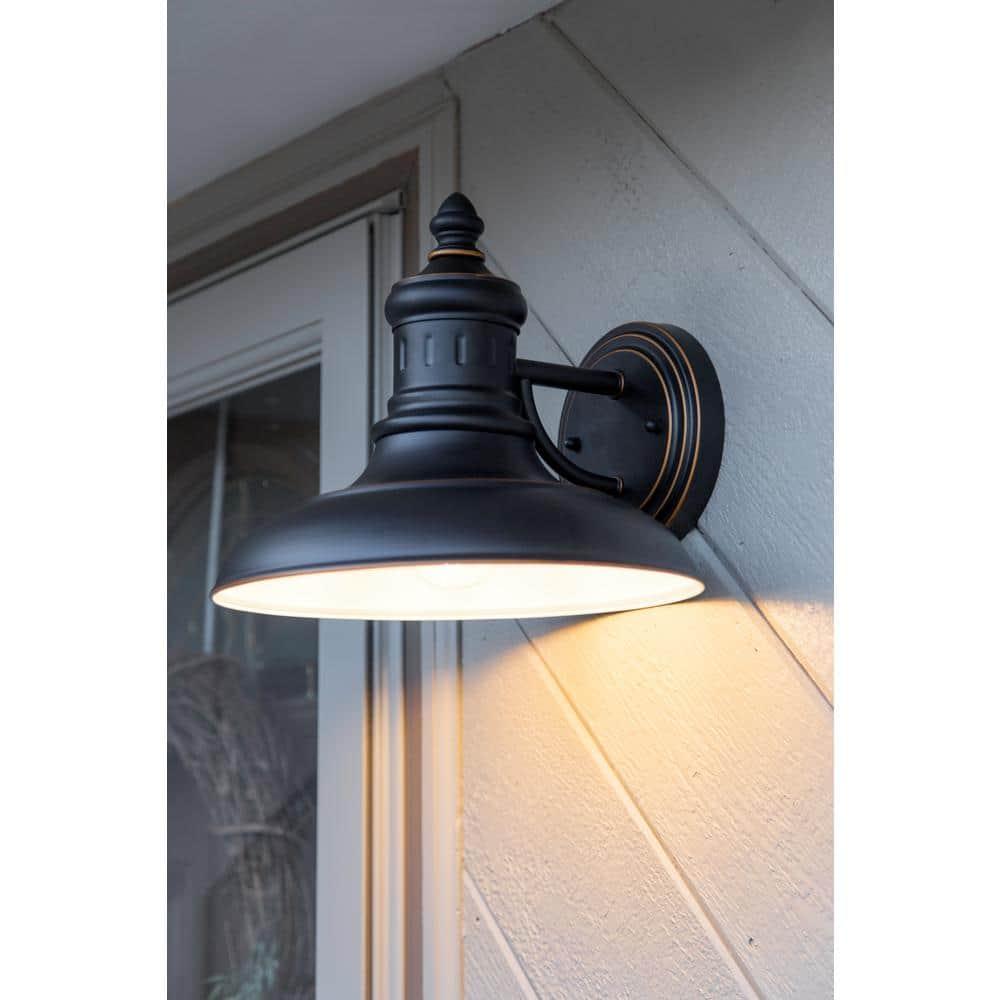 Design House 516732 Monterey Industrial Modern 1-Light Indoor/Outdoor Wall Mount with Metal Shade for Porch Entryway Barn, Oil Rubbed Bronze