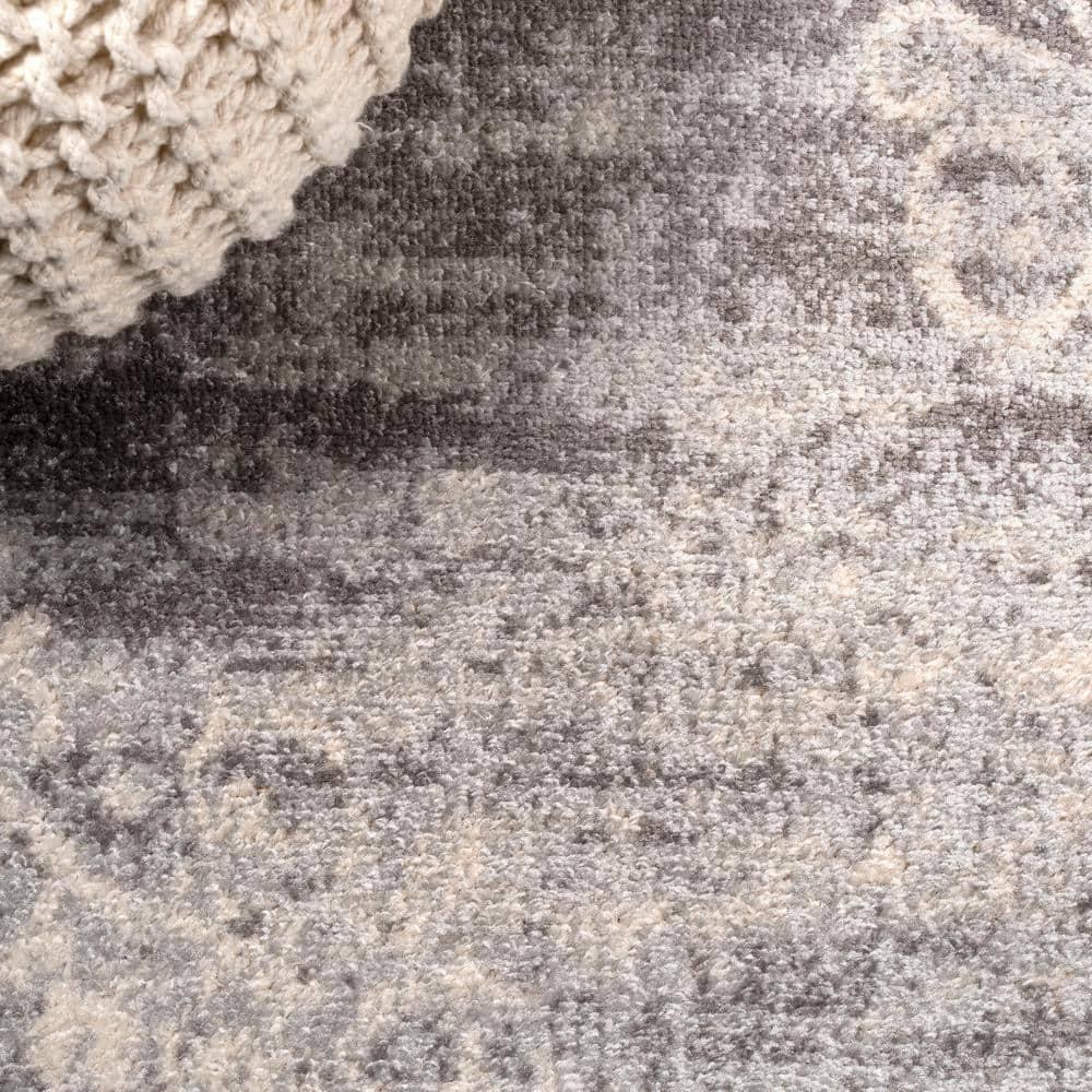 4'x6' Minori Filigree Medallion Area Rug, Light Gray/Cream - JONATHAN Y