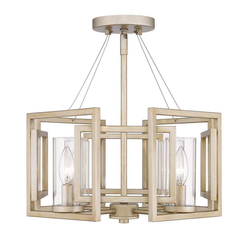 Golden Lighting Marco 4-Light Semi-flush in White Gold with Clear Glass
