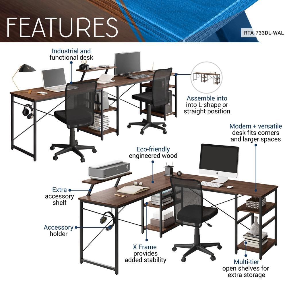 Inbox Zero Techni Mobili L-Shape Industrial Desk With Storage Shelves | Wayfair