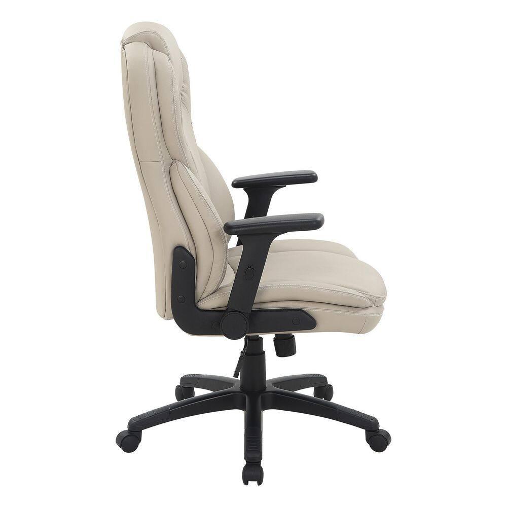 Executive High Back Taupe Gray Bonded Leather Office Chair