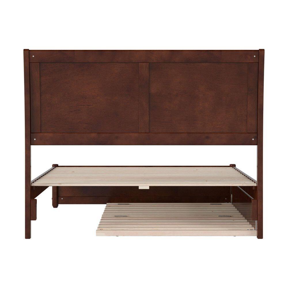 AFI, Andorra Full Platform Bed with Panel Footboard and Twin Trundle, Walnut