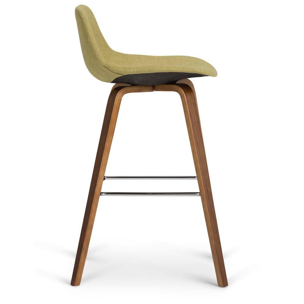 Simpli Home Randolph Mid Century Modern 28 inch Bentwood Counter/ Bar Height Stool (Set of 2) in Acid Green Linen Look Fabric