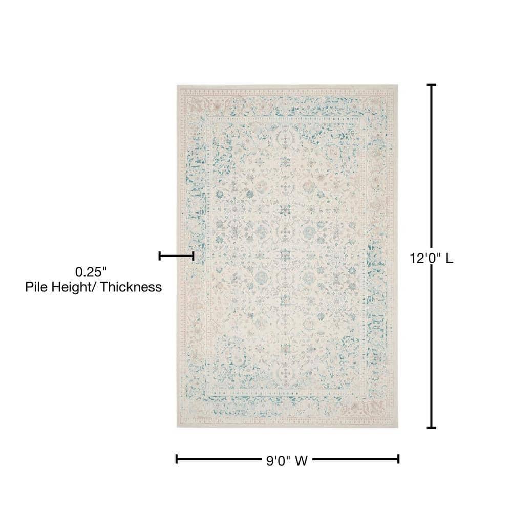 SAFAVIEH Passion Collection Area Rug - 8' x 11', Turquoise & Ivory, Vintage Distressed Design, Non-Shedding & Easy Care, Ideal for High Traffic Areas in Living Room, Bedroom (PAS405B)