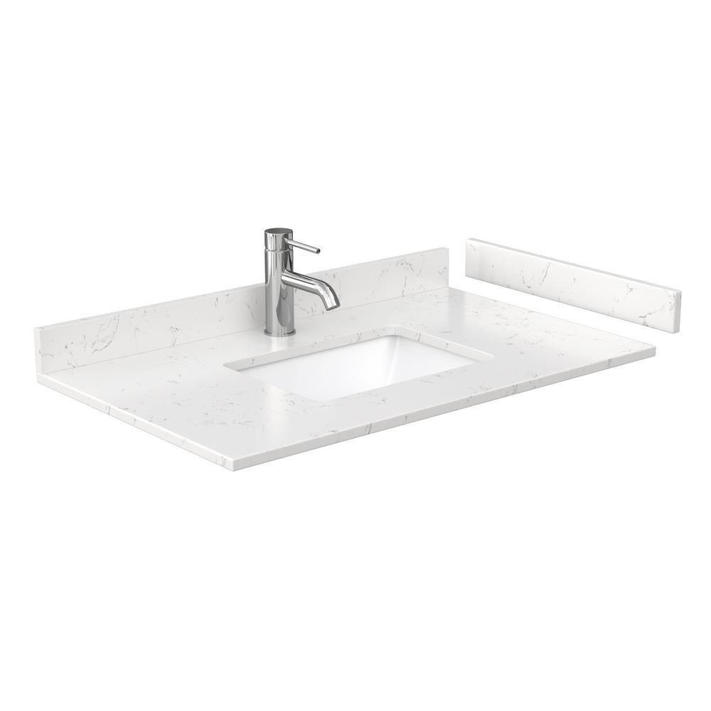 Wyndham Collection Miranda 36" Marble&Wood Single Bathroom Vanity in White/Black