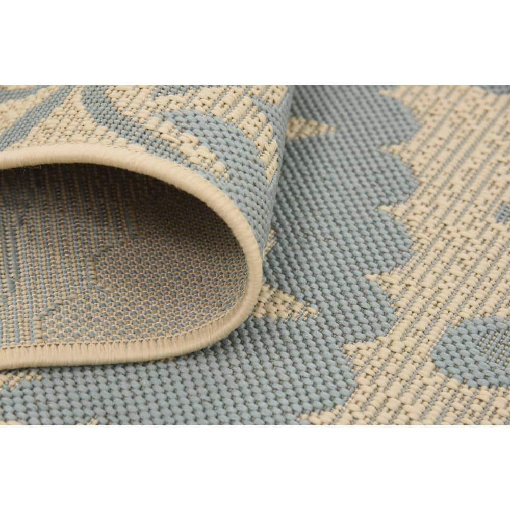 Unique Loom Outdoor Botanical Collection Area Rug - Medallion (9'  x 12' 2" Rectangle Aqua/Beige)