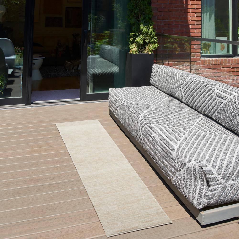 Nourison Essentials Easy Care Indoor Outdoor Area Rug - Ivory Beige 2'2" x 7'6"
