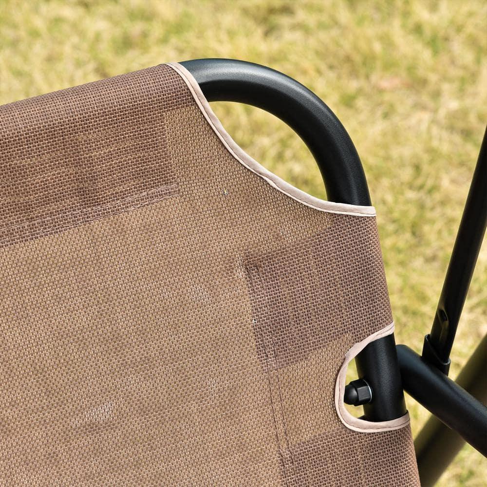 Outsunny Patio Swing Chair with Canopy, Seats 2 Adults Loveseat Bench with Canopy, Armrests, A-Frame Steel, Breathable Mesh, Brown