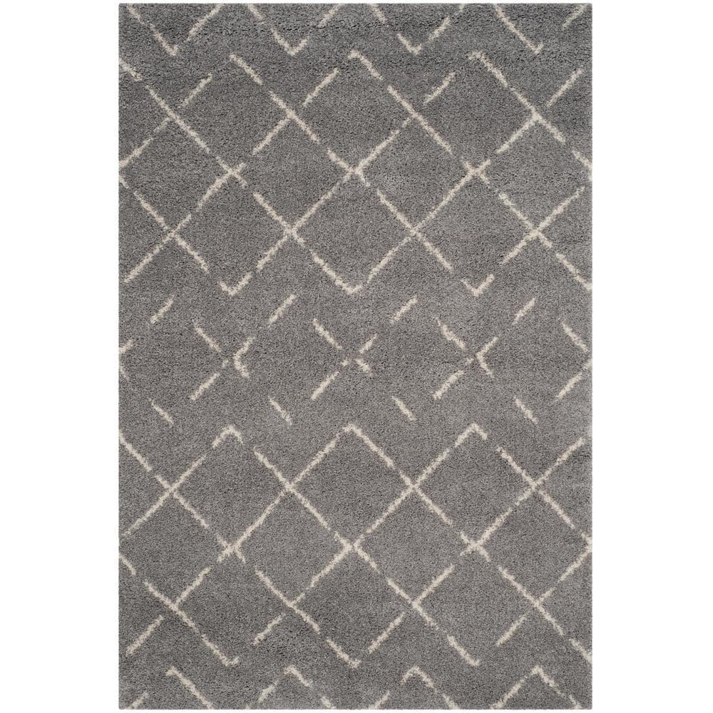 Arizona Shag ASG743 Power Loomed Indoor Area Rug - Grey/Ivory - 4'x6' - Safavieh