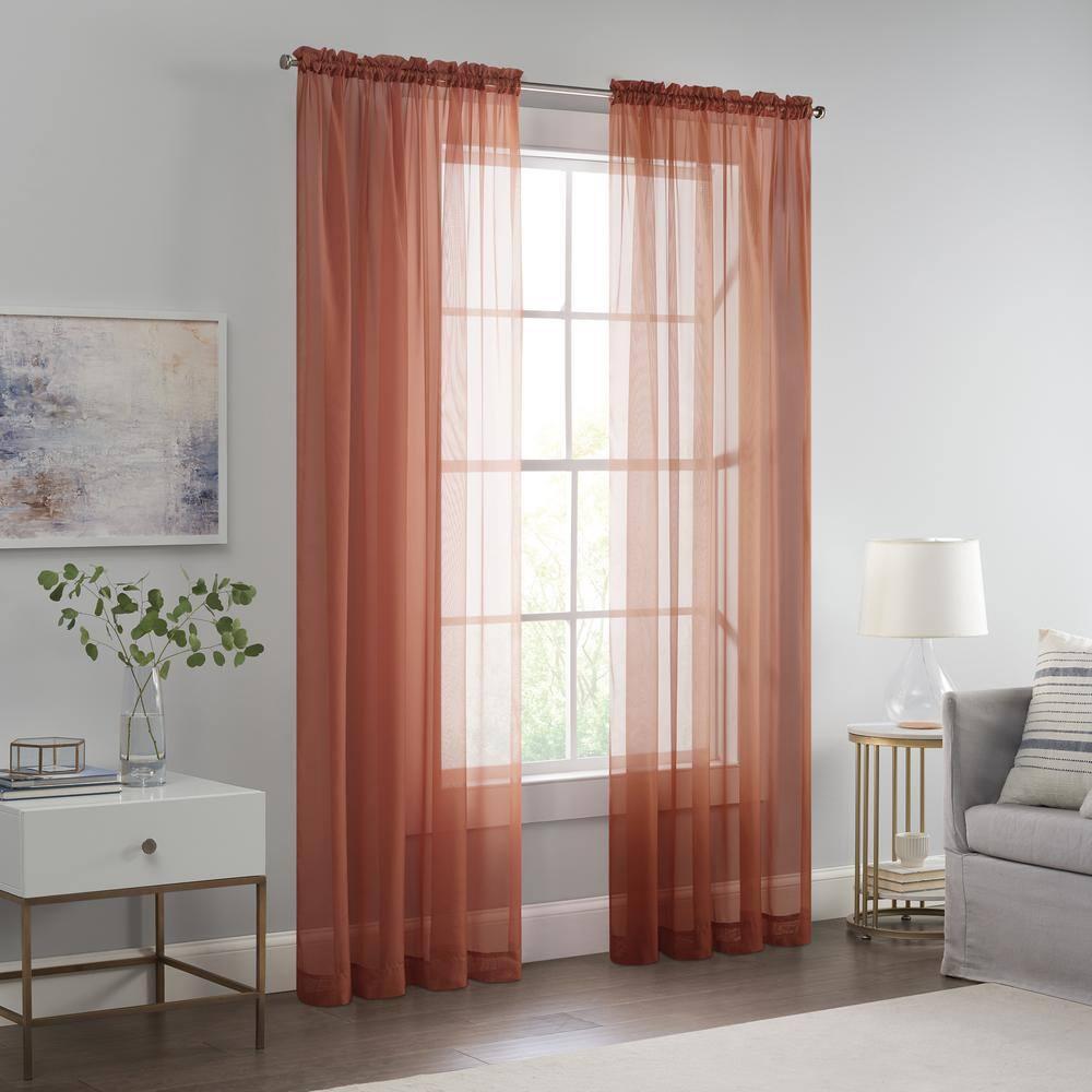 Eclipse Livia Sheer Rod Pocket 59 x 95 Curtain Panel in Terracotta