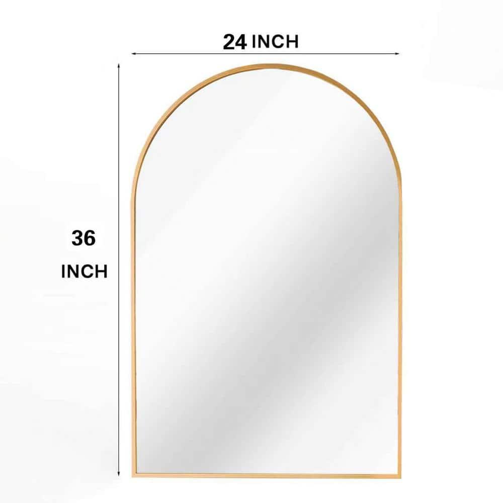 Luxhomez 36" x 24" Arch Wall Mirror for Vanity/ Bathroom, Metal Bathroom Mirror with Waterproof Aluminum Alloy Frame, Gold