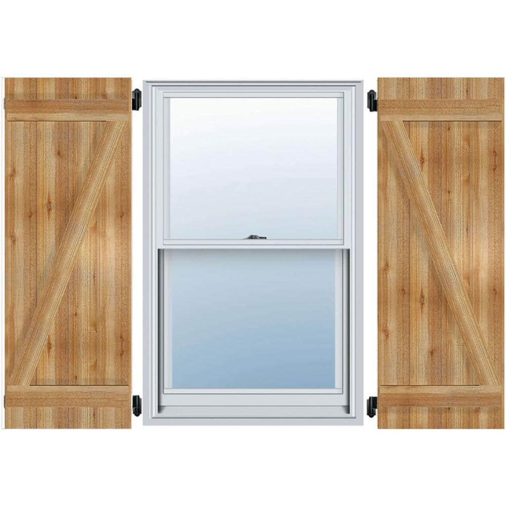 Ekena Millwork TimberCraft 5 3/8" Boards Joined Board-n-Batten Shutters w/Z-Bar, Western Red Cedar (Per Pair) (Set of 2)