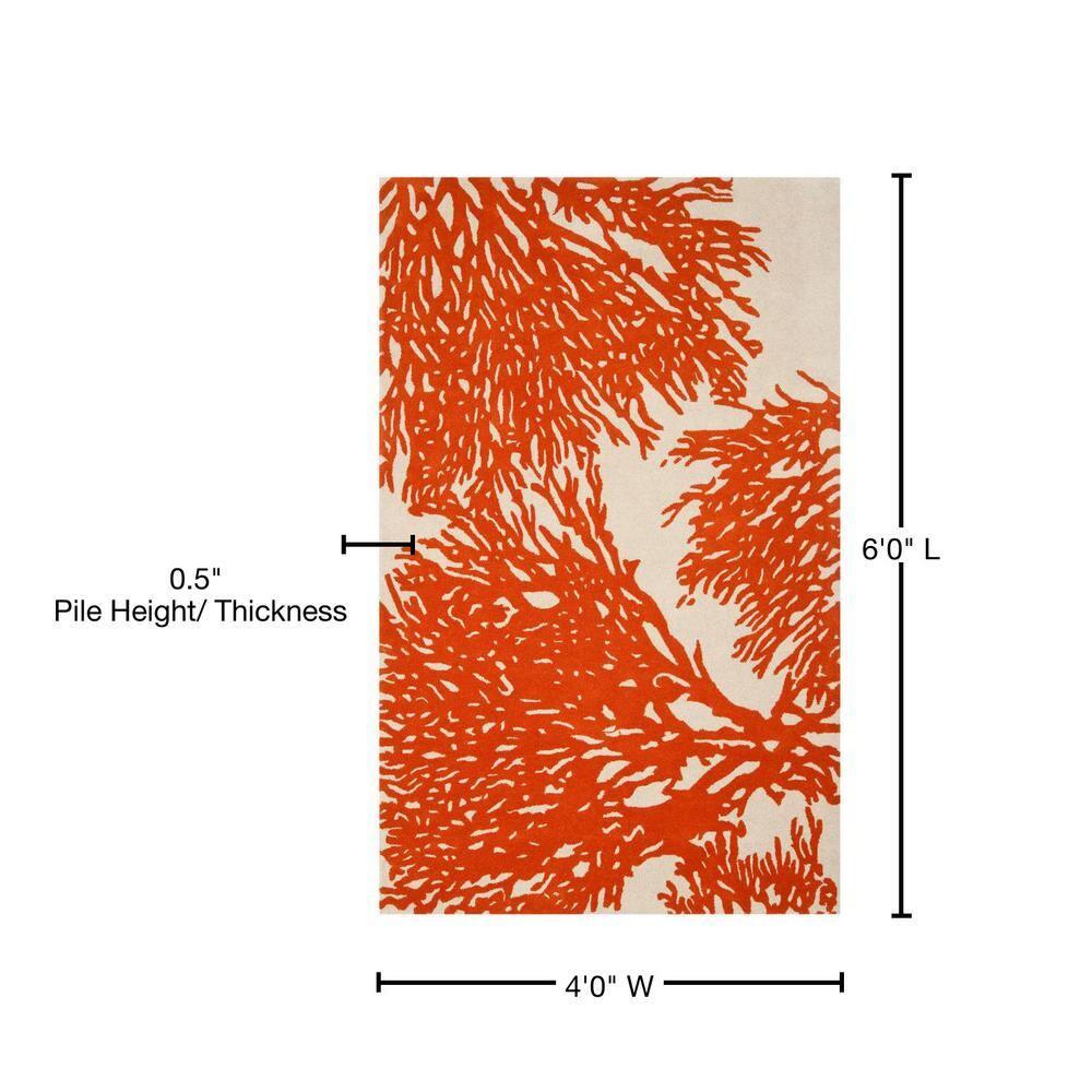 SAFAVIEH Bella Pascal Floral Coral Wool Area Rug, Beige/Terracotta, 4' x 6'