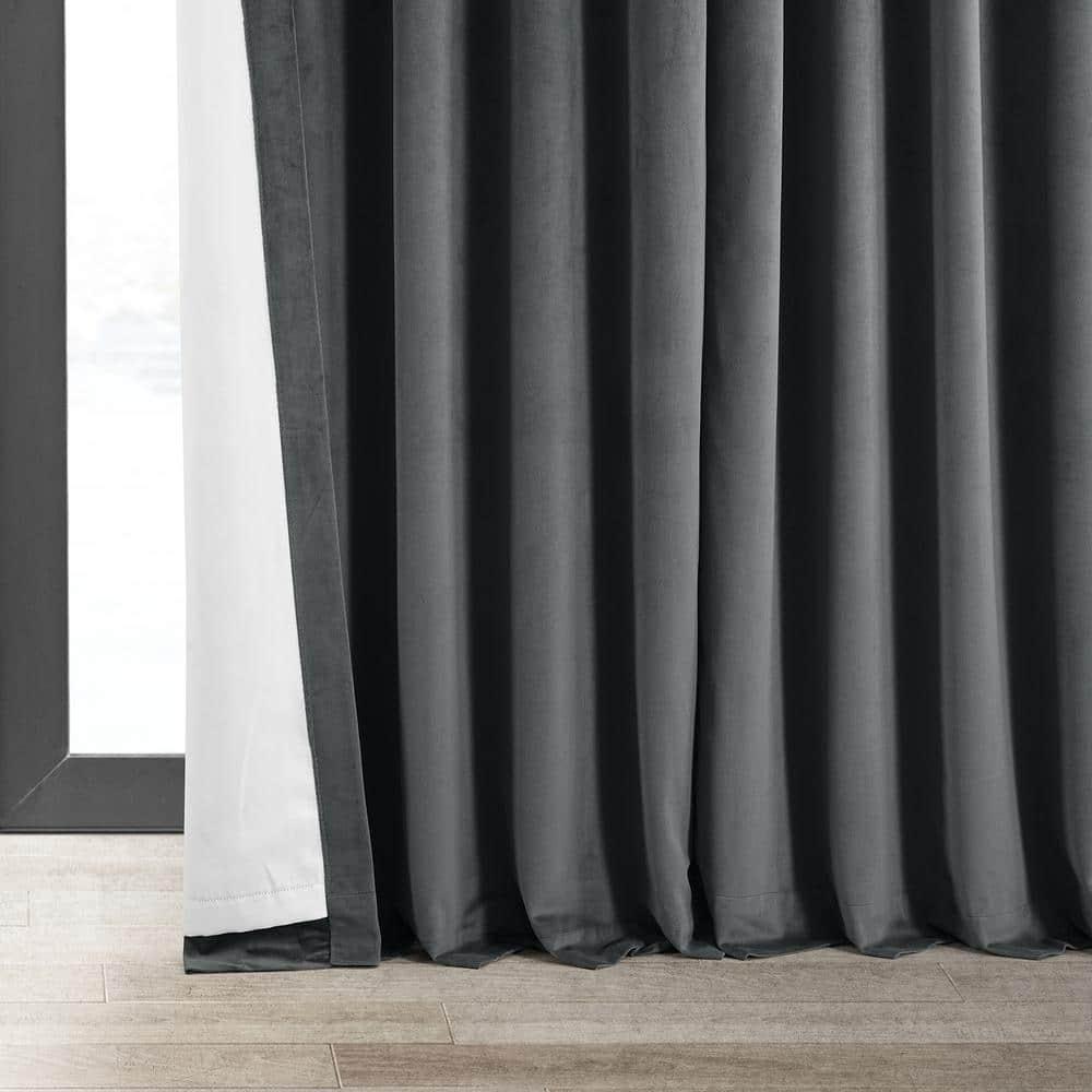 Half Price Drapes Signature Natural Grey Extra Wide Velvet Blackout Curtains (1 Panel),100W X 96L