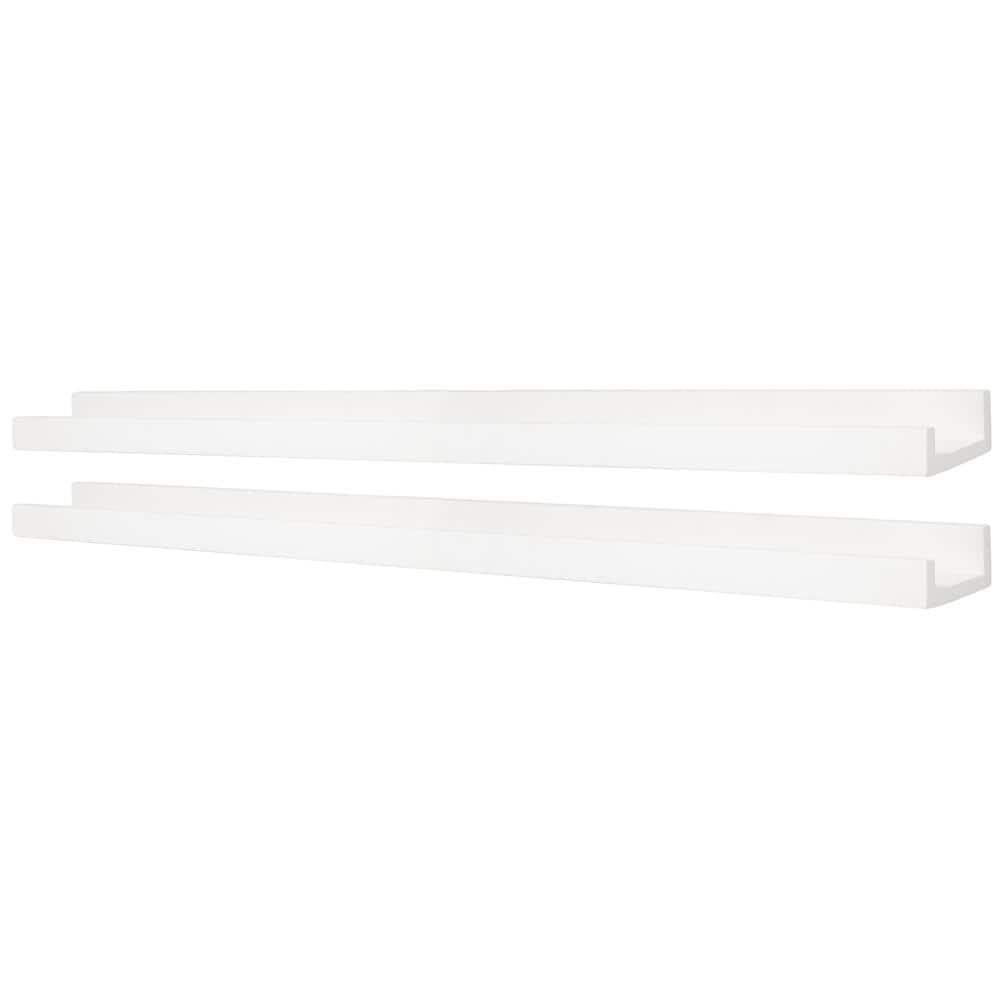 kieragrace KG Modern  Edge Frame Ledge  Set of 2 White Engineered Wood