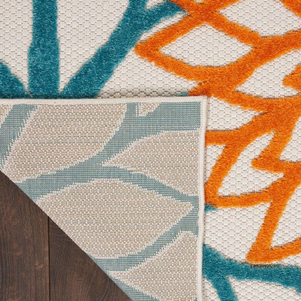 Nourison Aloha Floral Bloom Flatweave High-Low Indoor Outdoor Area Rug Turquoise Multicolor 9' x 12'