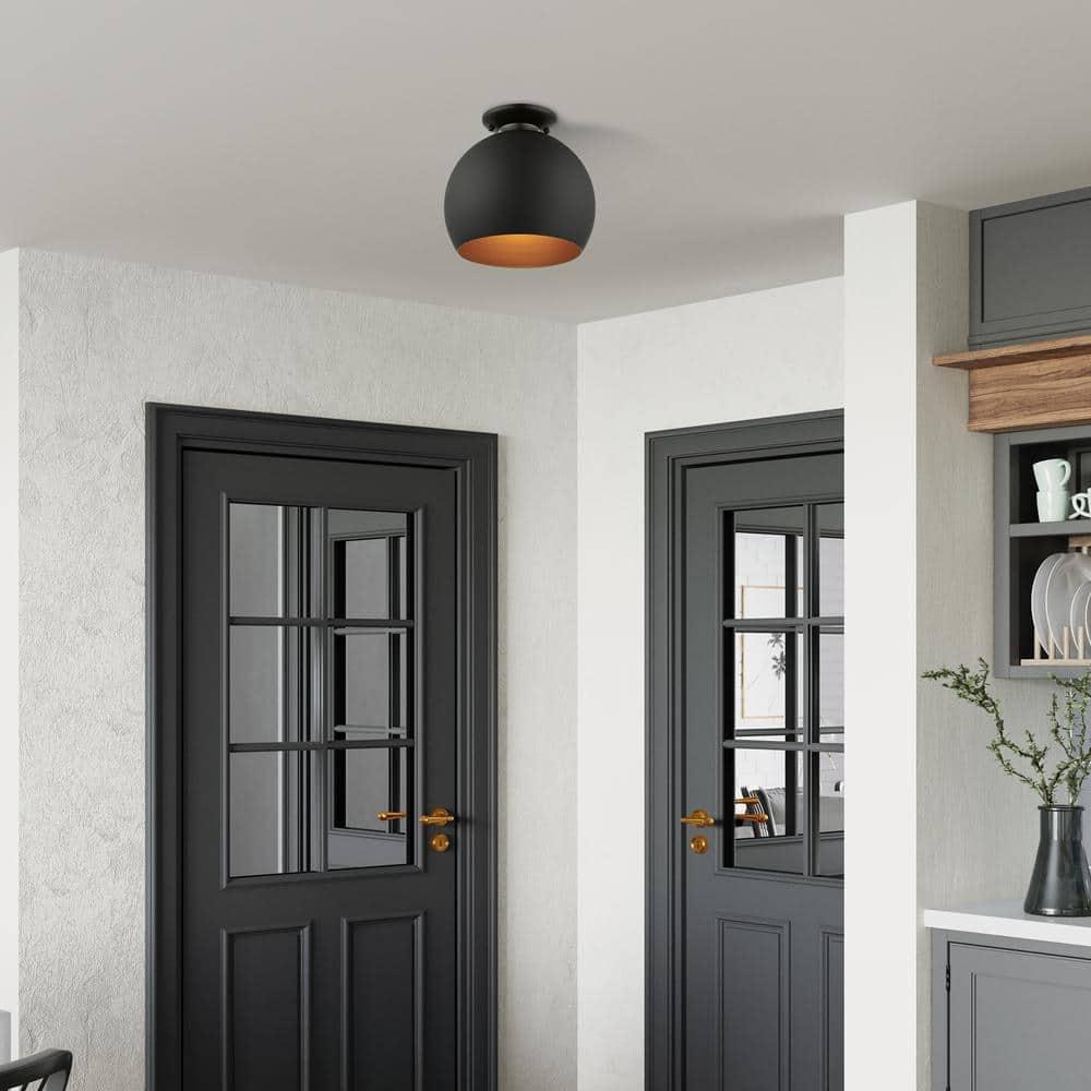 Livex Lighting Piedmont 1 - Light Semi-Flush Mount in  Black/Brushed Nickel