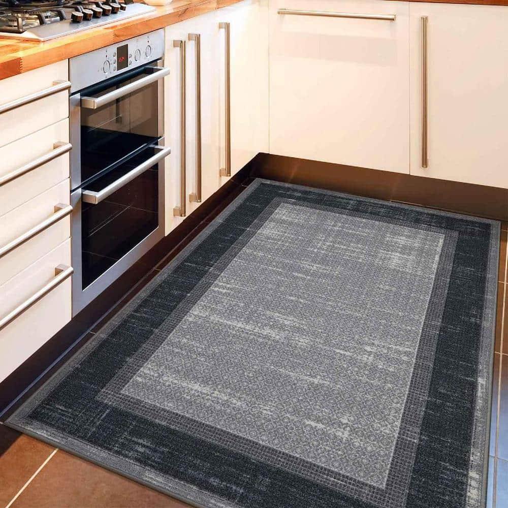 Non-Slip Bordered Area Rug For Living Room, Hallway Runner, Entryway Rug