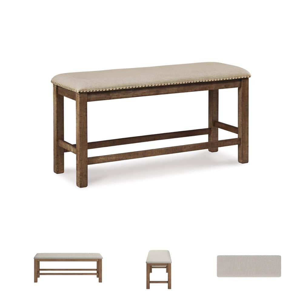 Signature Design by Ashley Casual Moriville Counter Height Dining Bench  Beige