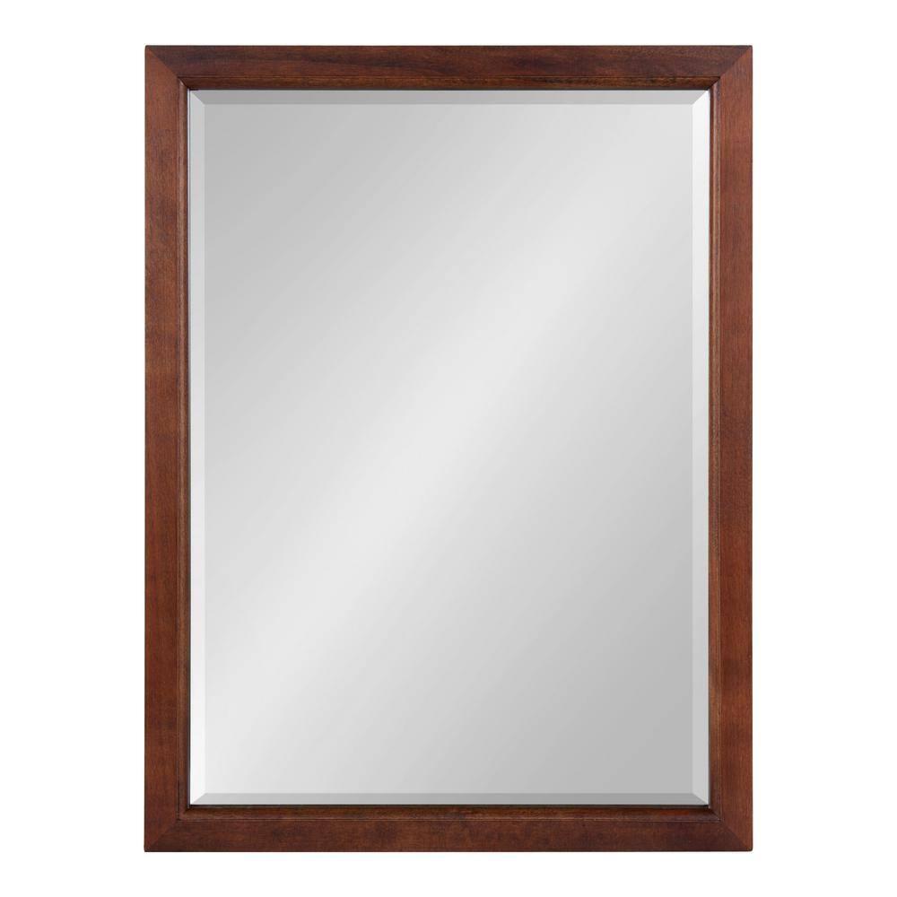 18" x 24" Hogan Wood Framed Decorative Wall Mirror Walnut Brown - Kate & Laurel: Rustic Rectangular, No Assembly Required